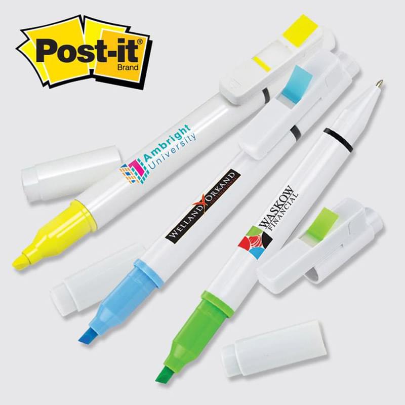 Post-it&reg; Custom Printed Flag+ Pen and Highlighter Combo WIPHFC4 &mdash; QUICK SHIP